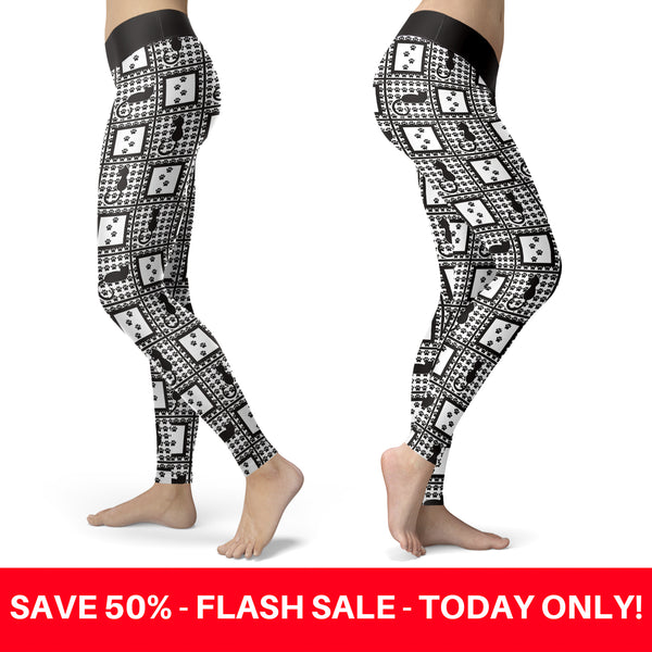 Black Cats and Paws Leggings