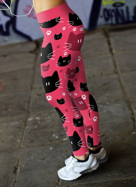 Cute Black Cat with Pink Leggings