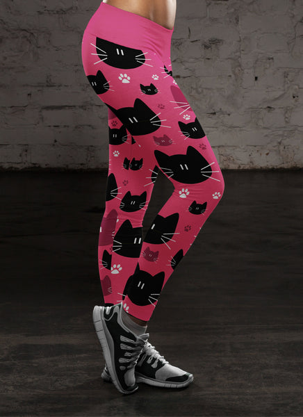 Cute Black Cat with Pink Leggings