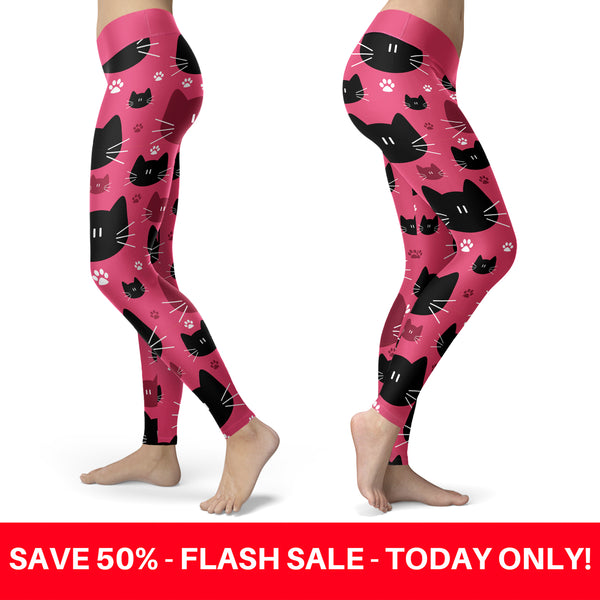 Cute Black Cat with Pink Leggings