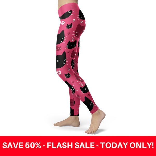 Cute Black Cat with Pink Leggings