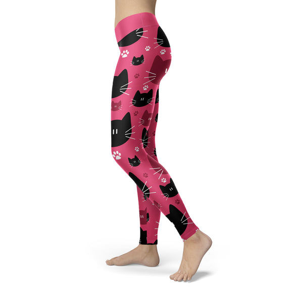 Cute Black Cat with Pink Leggings
