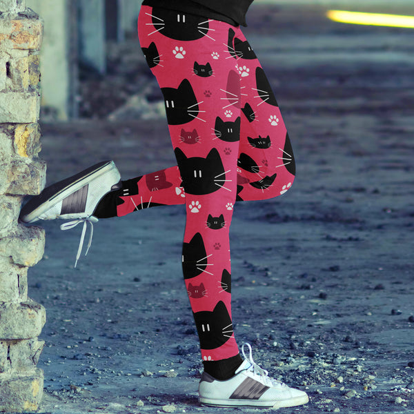 Cute Black Cat with Pink Leggings