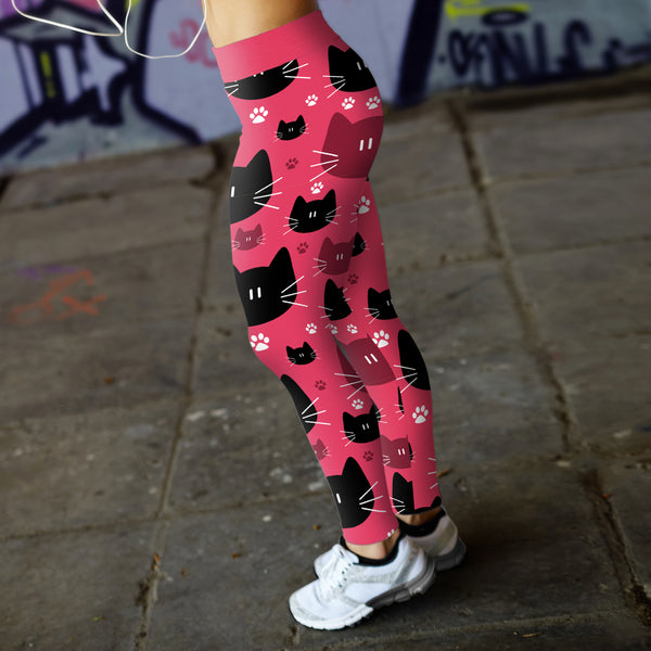 Cute Black Cat with Pink Leggings
