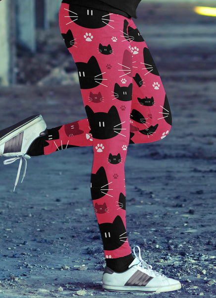 Cute Black Cat with Pink Leggings