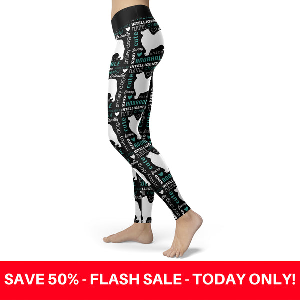 Cute Samoyed Dog Black Leggings