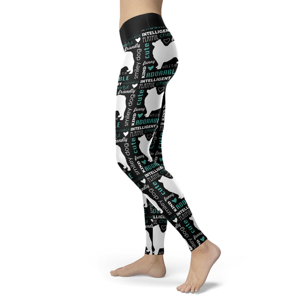 Cute Samoyed Dog Black Leggings