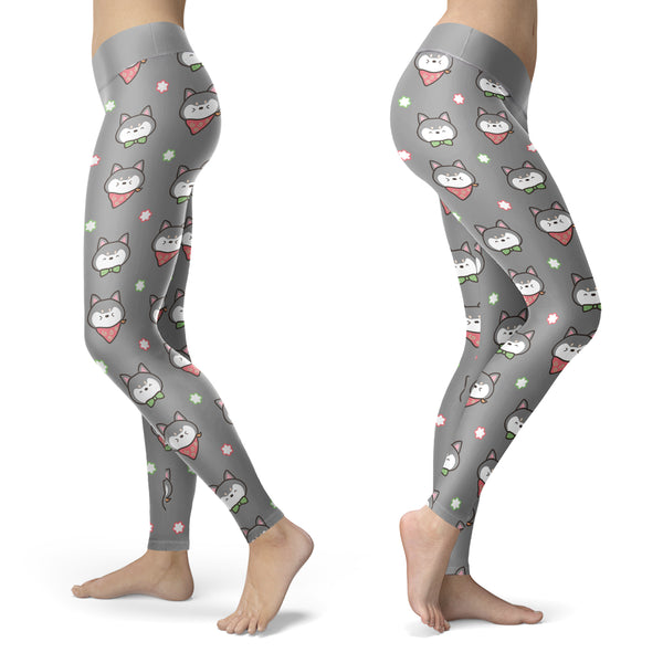 Shiba Inu Puppy Gray Leggings
