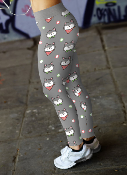 Shiba Inu Puppy Gray Leggings