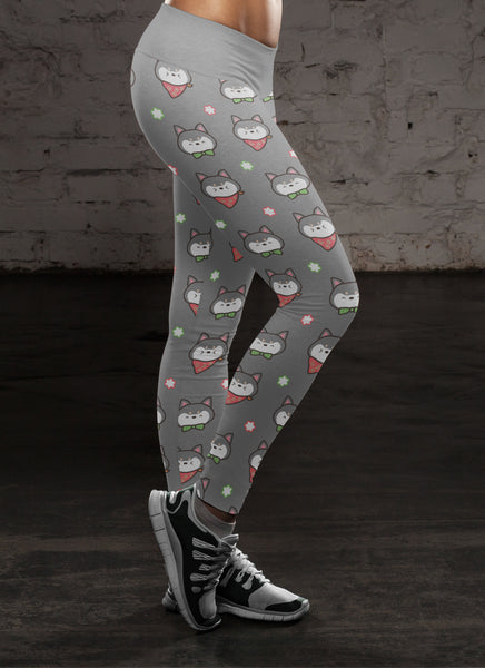 Shiba Inu Puppy Gray Leggings