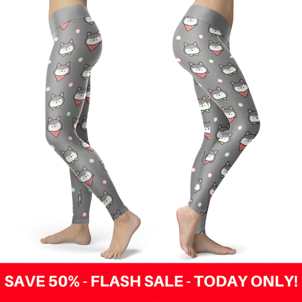 Shiba Inu Puppy Gray Leggings