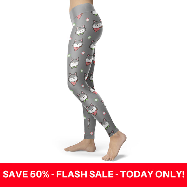 Shiba Inu Puppy Gray Leggings