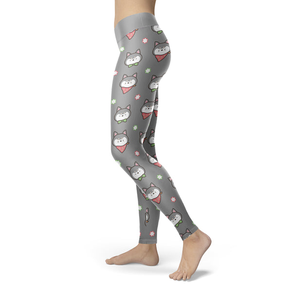 Shiba Inu Puppy Gray Leggings