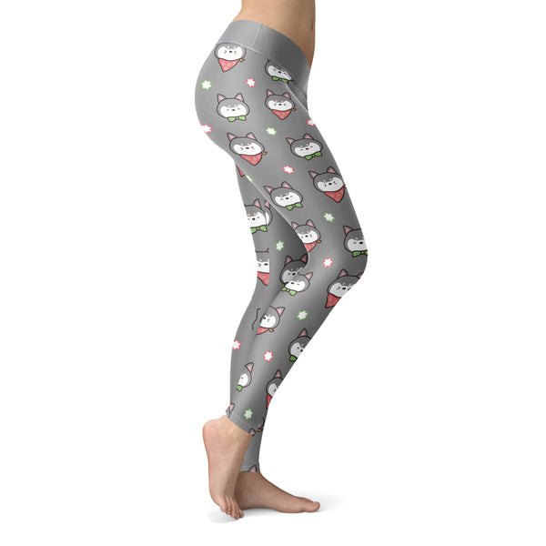 Shiba Inu Puppy Gray Leggings