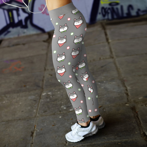 Shiba Inu Puppy Gray Leggings