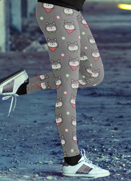 Shiba Inu Puppy Gray Leggings
