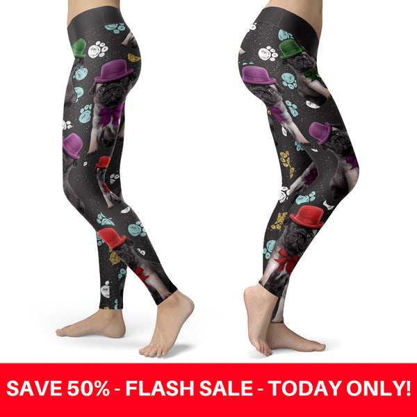 Pug Puppy with Paws Leggings