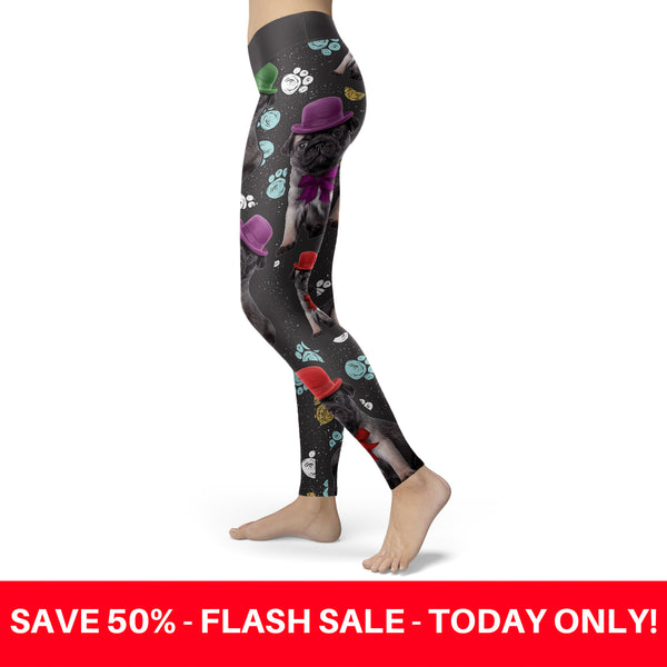 Pug Puppy with Paws Leggings