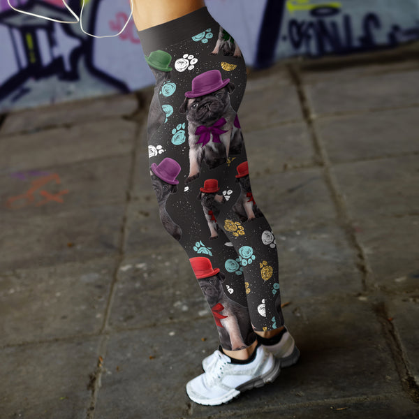 Pug Puppy with Paws Leggings