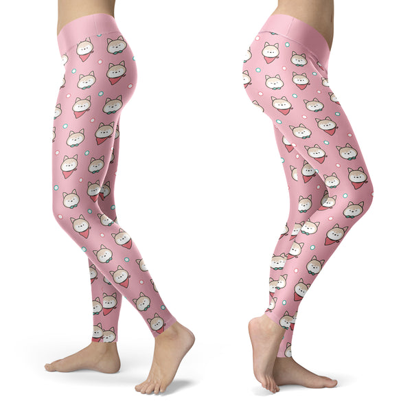 Shiba Inu Puppy Pink Leggings