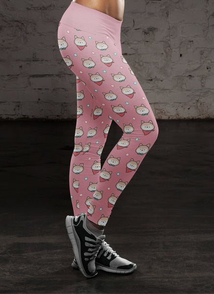 Shiba Inu Puppy Pink Leggings