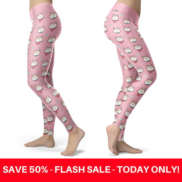 Shiba Inu Puppy Pink Leggings