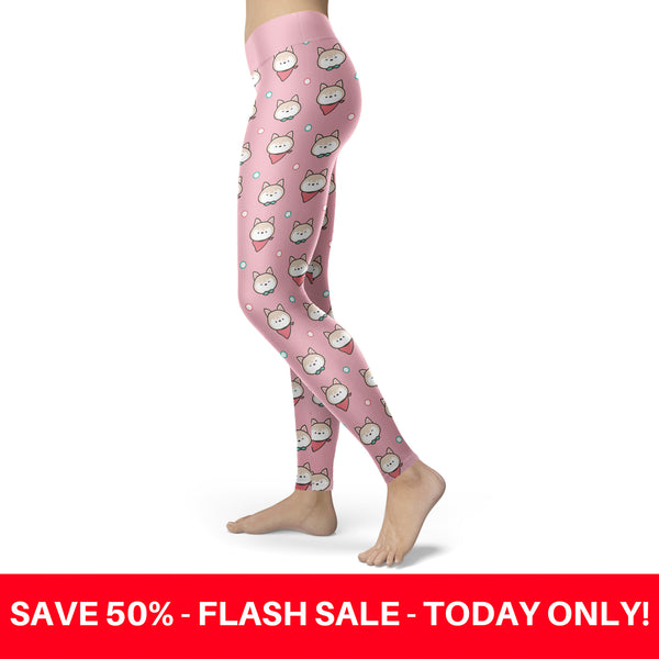 Shiba Inu Puppy Pink Leggings