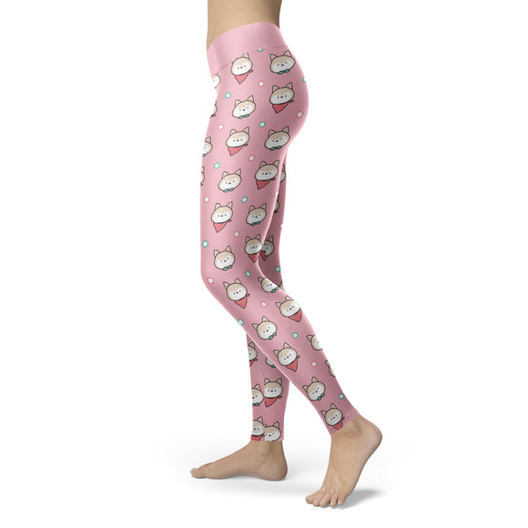 Shiba Inu Puppy Pink Leggings
