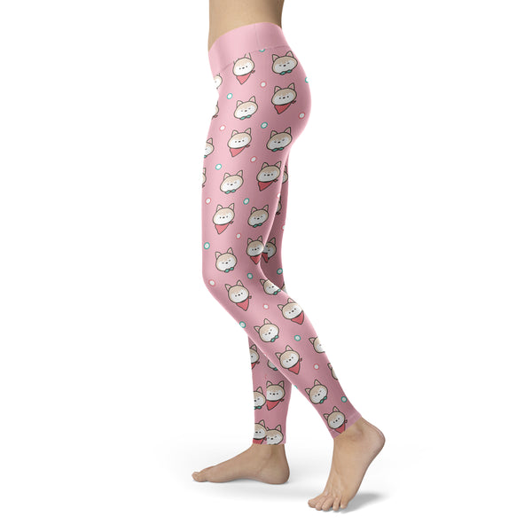 Shiba Inu Puppy Pink Leggings