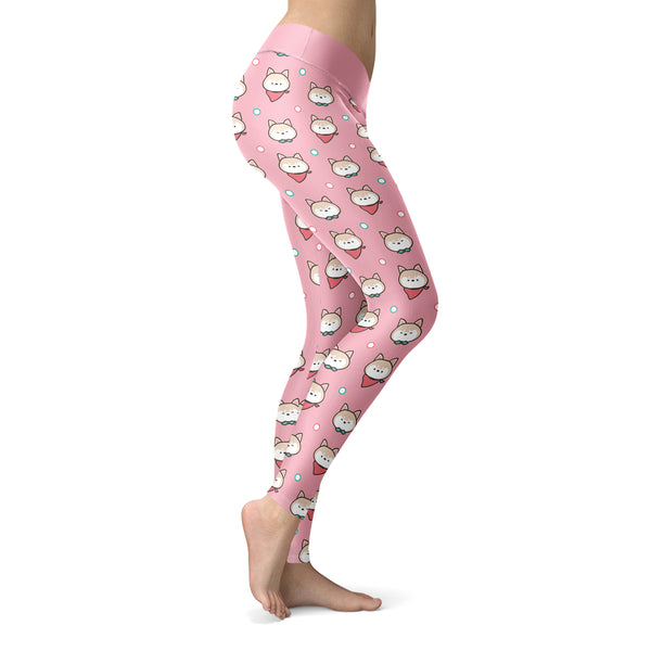 Shiba Inu Puppy Pink Leggings