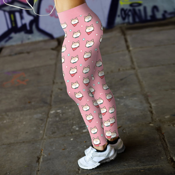 Shiba Inu Puppy Pink Leggings
