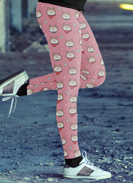 Shiba Inu Puppy Pink Leggings