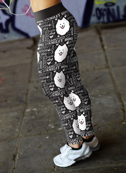 Samoyed Smiley Dog Leggings