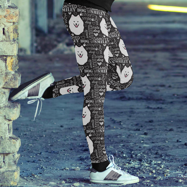 Samoyed Smiley Dog Leggings