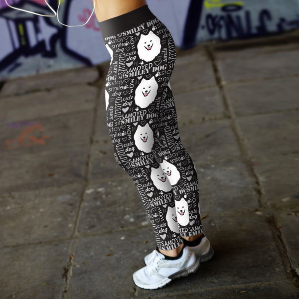 Samoyed Smiley Dog Leggings