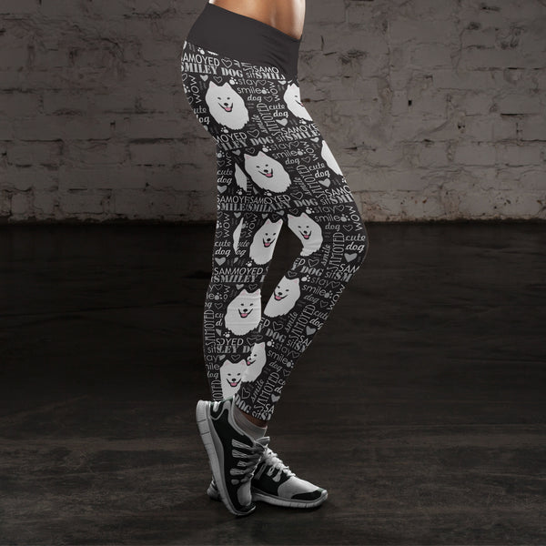 Samoyed Smiley Dog Leggings