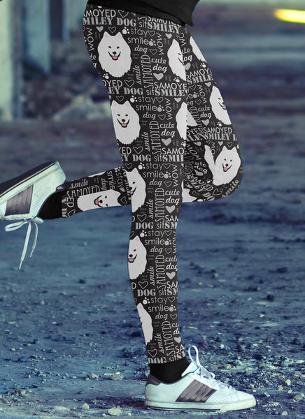Samoyed Smiley Dog Leggings