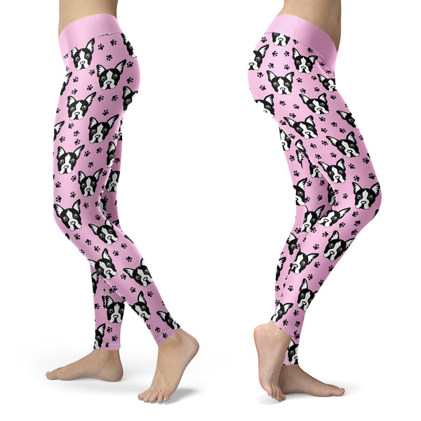 Pug Puppy  with Pink BG Leggings