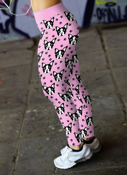 Pug Puppy  with Pink BG Leggings