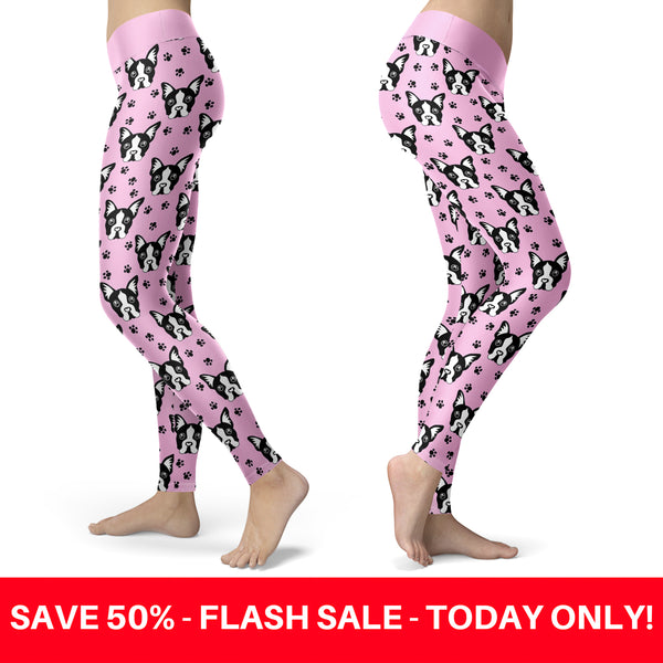 Pug Puppy  with Pink BG Leggings