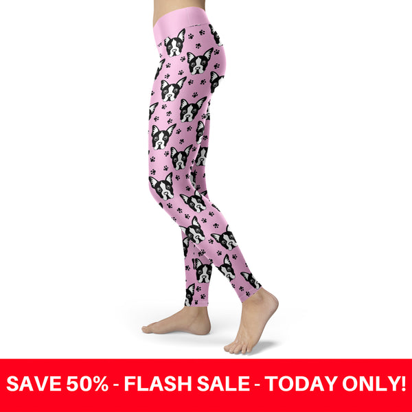 Pug Puppy  with Pink BG Leggings