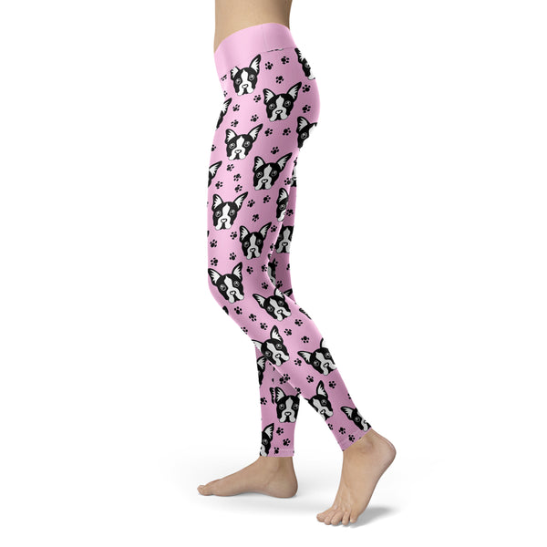 Pug Puppy  with Pink BG Leggings