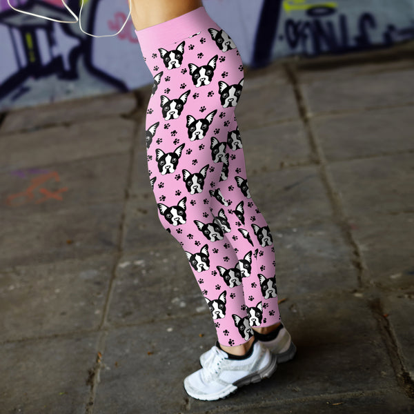 Pug Puppy  with Pink BG Leggings