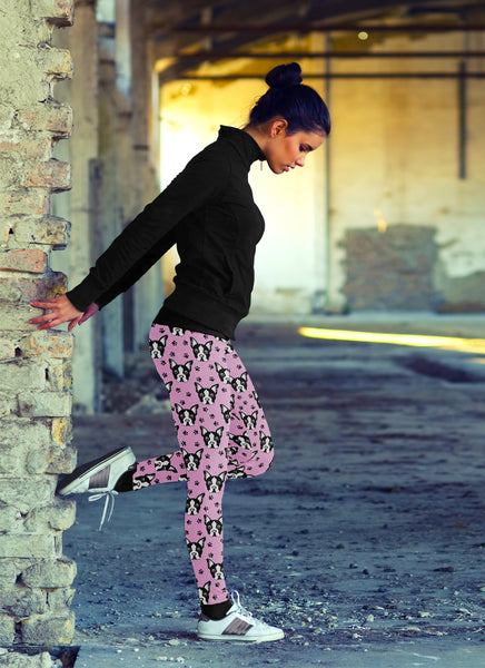 Pug Puppy  with Pink BG Leggings
