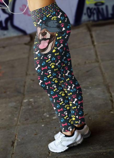 Happy Dog with Hat Leggings