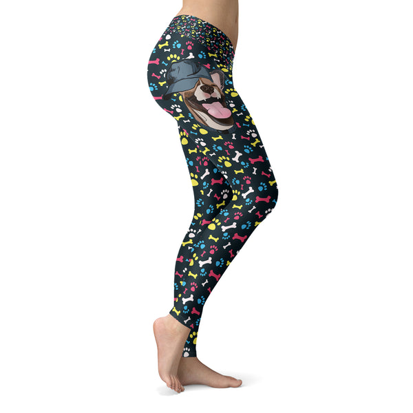 Happy Dog with Hat Leggings
