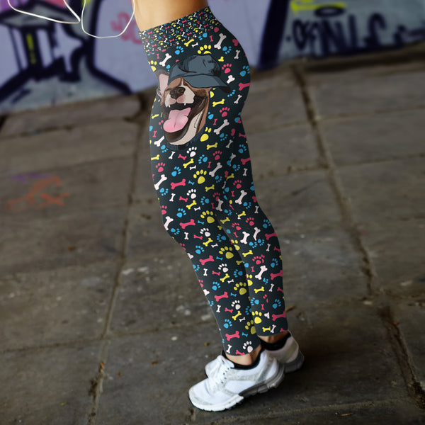 Happy Dog with Hat Leggings