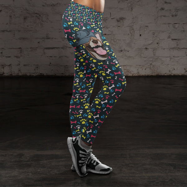 Happy Dog with Hat Leggings