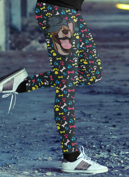 Happy Dog with Hat Leggings
